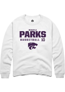 Mikayla Parks Rally Mens White K-State Wildcats NIL Stacked Box Crew Sweatshirt