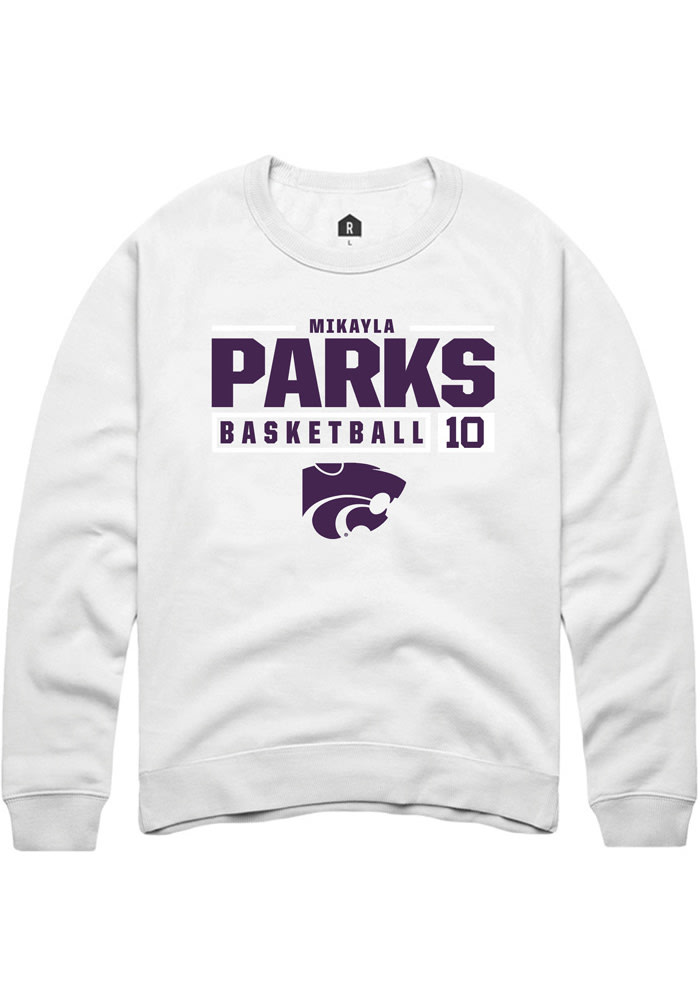 Mikayla Parks Rally K-State Wildcats Mens White NIL Stacked Box Long Sleeve Crew Sweatshirt