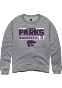 Mikayla Parks Rally Mens Graphite K-State Wildcats NIL Stacked Box Crew Sweatshirt