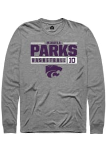 Mikayla Parks Rally Mens Graphite K-State Wildcats NIL Stacked Box Tee