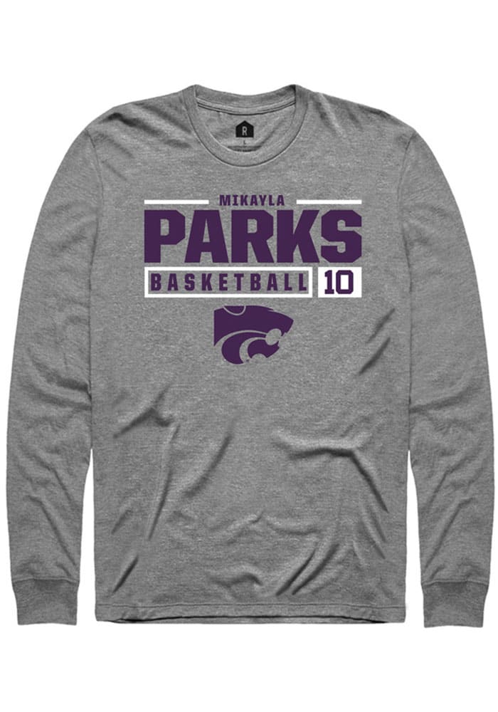 Mikayla Parks K-State Wildcats Grey Rally NIL Stacked Box Long Sleeve T Shirt