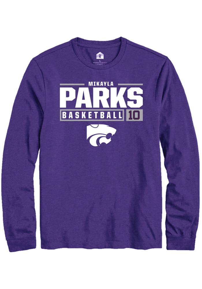 Mikayla Parks K-State Wildcats Purple Rally NIL Stacked Box Long Sleeve T Shirt