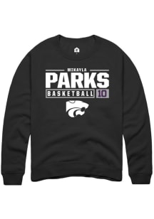 Mikayla Parks Rally Mens Black K-State Wildcats NIL Stacked Box Crew Sweatshirt