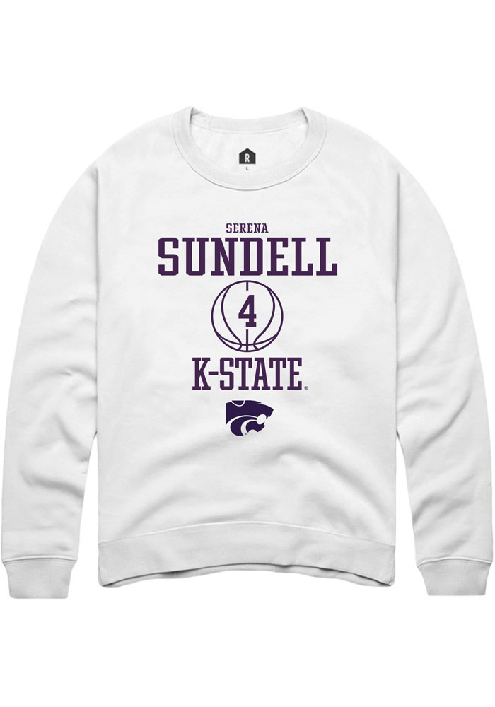 Serena Sundell Rally K-State Wildcats Mens White NIL Sport Icon Long Sleeve Crew Sweatshirt