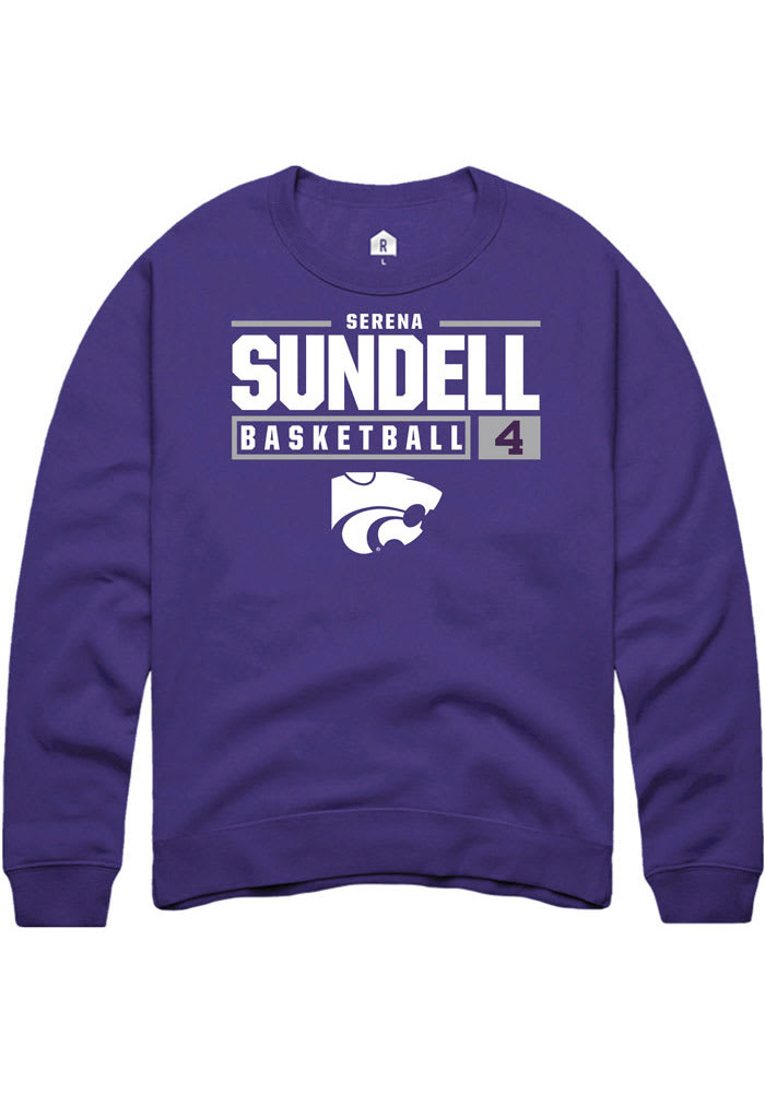 Serena Sundell Rally K-State Wildcats Mens Purple NIL Stacked Box Long Sleeve Crew Sweatshirt