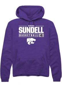 Serena Sundell Rally Mens Purple K-State Wildcats NIL Stacked Box Hooded Sweatshirt