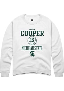 Carson Cooper  Rally Michigan State Spartans Mens White NIL Sport Icon Long Sleeve Crew Sweatshirt