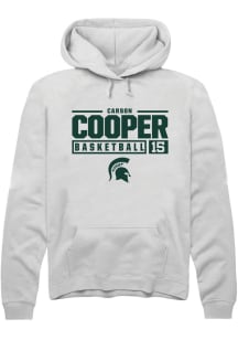 Carson Cooper  Rally Michigan State Spartans Mens White NIL Stacked Box Long Sleeve Hoodie