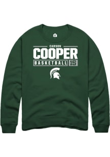 Carson Cooper  Rally Michigan State Spartans Mens Green NIL Stacked Box Long Sleeve Crew Sweatshir..