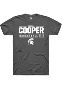 Carson Cooper Dark Grey Michigan State Spartans NIL Stacked Box Short Sleeve T Shirt