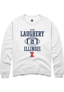 Aidan Laughery Rally Mens White Illinois Fighting Illini NIL Sport Icon Crew Sweatshirt