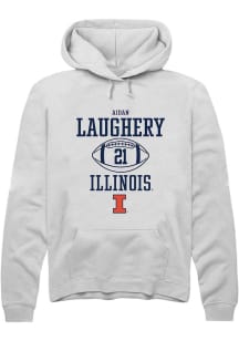 Aidan Laughery Rally Mens White Illinois Fighting Illini NIL Sport Icon Hooded Sweatshirt