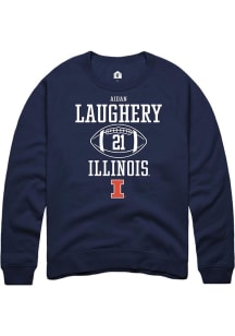 Aidan Laughery Rally Mens Navy Blue Illinois Fighting Illini NIL Sport Icon Crew Sweatshirt