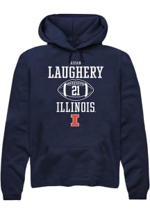 Aidan Laughery Rally Mens Navy Blue Illinois Fighting Illini NIL Sport Icon Hooded Sweatshirt