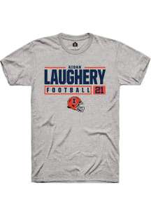 Aidan Laughery Ash Illinois Fighting Illini NIL Stacked Box Short Sleeve T Shirt