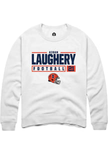 Aidan Laughery Rally Mens White Illinois Fighting Illini NIL Stacked Box Crew Sweatshirt