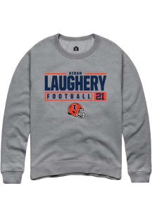 Aidan Laughery Rally Mens Graphite Illinois Fighting Illini NIL Stacked Box Crew Sweatshirt