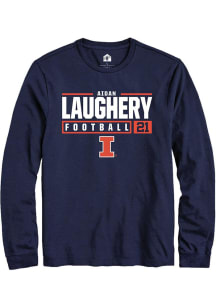 Aidan Laughery Rally Mens Navy Blue Illinois Fighting Illini NIL Stacked Box Tee