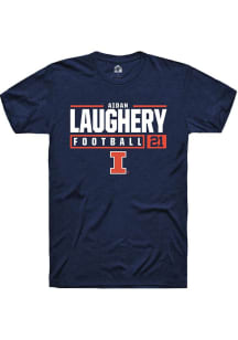 Aidan Laughery Navy Blue Illinois Fighting Illini NIL Stacked Box Short Sleeve T Shirt