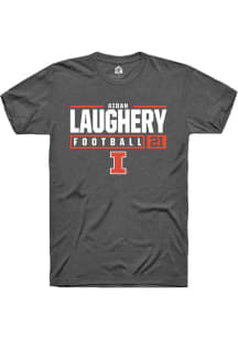 Aidan Laughery Dark Grey Illinois Fighting Illini NIL Stacked Box Short Sleeve T Shirt