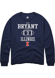 Alec Bryant Rally Mens Navy Blue Illinois Fighting Illini NIL Sport Icon Crew Sweatshirt