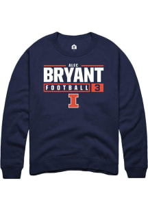 Alec Bryant Rally Mens Navy Blue Illinois Fighting Illini NIL Stacked Box Crew Sweatshirt