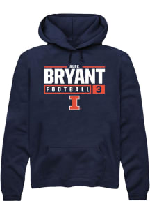 Alec Bryant Rally Mens Navy Blue Illinois Fighting Illini NIL Stacked Box Hooded Sweatshirt