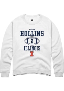 Ashton Hollins Rally Mens White Illinois Fighting Illini NIL Sport Icon Crew Sweatshirt