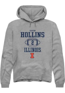 Ashton Hollins Rally Mens Graphite Illinois Fighting Illini NIL Sport Icon Hooded Sweatshirt