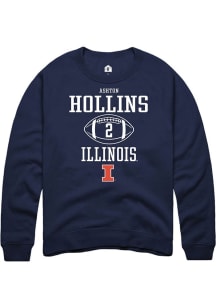 Ashton Hollins Rally Mens Navy Blue Illinois Fighting Illini NIL Sport Icon Crew Sweatshirt