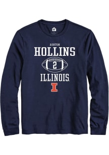 Ashton Hollins Rally Mens Navy Blue Illinois Fighting Illini NIL Sport Icon Tee