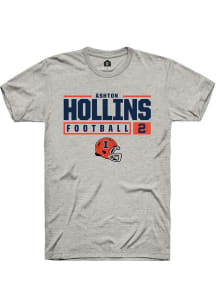 Ashton Hollins Ash Illinois Fighting Illini NIL Stacked Box Short Sleeve T Shirt