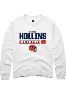 Ashton Hollins Rally Mens White Illinois Fighting Illini NIL Stacked Box Crew Sweatshirt