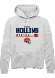 Ashton Hollins Rally Mens White Illinois Fighting Illini NIL Stacked Box Hooded Sweatshirt