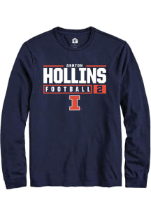 Ashton Hollins Rally Mens Navy Blue Illinois Fighting Illini NIL Stacked Box Tee