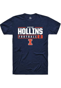 Ashton Hollins Navy Blue Illinois Fighting Illini NIL Stacked Box Short Sleeve T Shirt