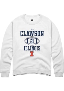 Ben Clawson Rally Mens White Illinois Fighting Illini NIL Sport Icon Crew Sweatshirt