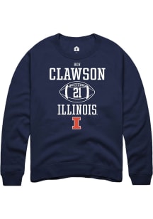 Ben Clawson Rally Mens Navy Blue Illinois Fighting Illini NIL Sport Icon Crew Sweatshirt