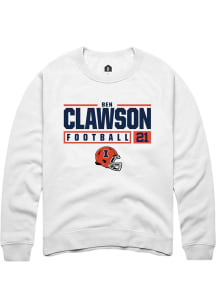 Ben Clawson Rally Mens White Illinois Fighting Illini NIL Stacked Box Crew Sweatshirt