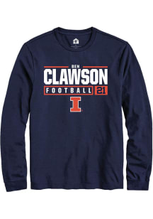 Ben Clawson Rally Mens Navy Blue Illinois Fighting Illini NIL Stacked Box Tee