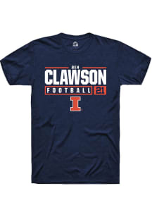 Ben Clawson Navy Blue Illinois Fighting Illini NIL Stacked Box Short Sleeve T Shirt