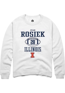 Dylan Rosiek Rally Mens White Illinois Fighting Illini NIL Sport Icon Crew Sweatshirt