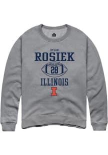 Dylan Rosiek Rally Mens Graphite Illinois Fighting Illini NIL Sport Icon Crew Sweatshirt