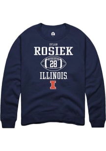 Dylan Rosiek Rally Mens Navy Blue Illinois Fighting Illini NIL Sport Icon Crew Sweatshirt