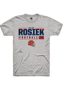 Dylan Rosiek Ash Illinois Fighting Illini NIL Stacked Box Short Sleeve T Shirt