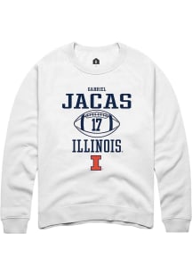 Gabriel Jacas Rally Mens White Illinois Fighting Illini NIL Sport Icon Crew Sweatshirt