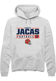 Gabriel Jacas Rally Mens White Illinois Fighting Illini NIL Stacked Box Hooded Sweatshirt