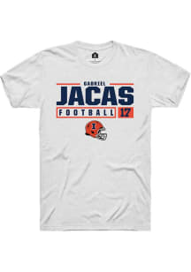 Gabriel Jacas White Illinois Fighting Illini NIL Stacked Box Short Sleeve T Shirt