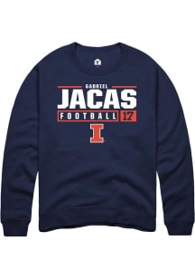 Gabriel Jacas Rally Mens Navy Blue Illinois Fighting Illini NIL Stacked Box Crew Sweatshirt