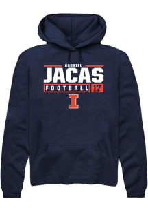 Gabriel Jacas Rally Mens Navy Blue Illinois Fighting Illini NIL Stacked Box Hooded Sweatshirt